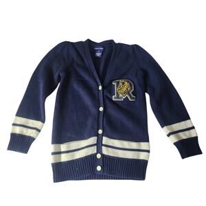 Ralph Lauren Varsity Cardigan Sweater Blue Polo PRL Youth 6x Rugby